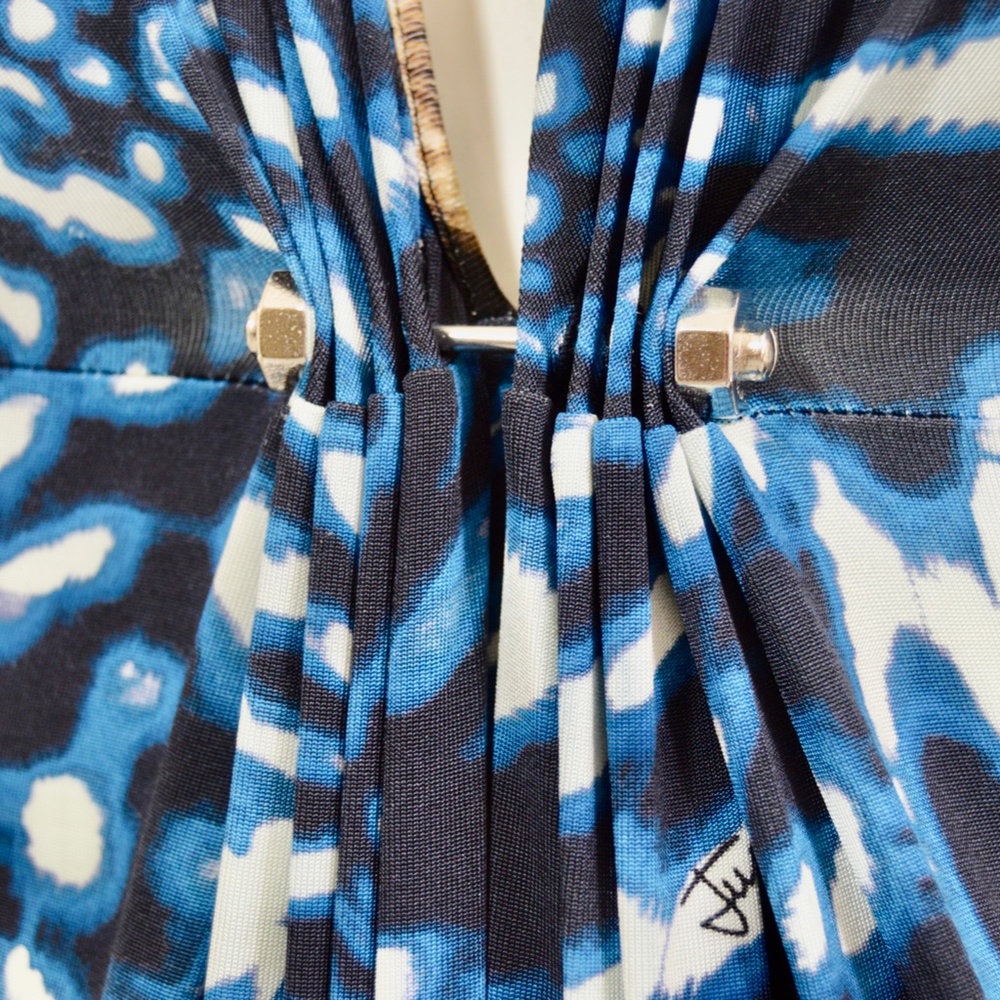 Roberto Cavalli Just Cavalli Blue Psychedelic Print Dress EU 40 Bodycon 🇮🇹 - Picture 13 of 13